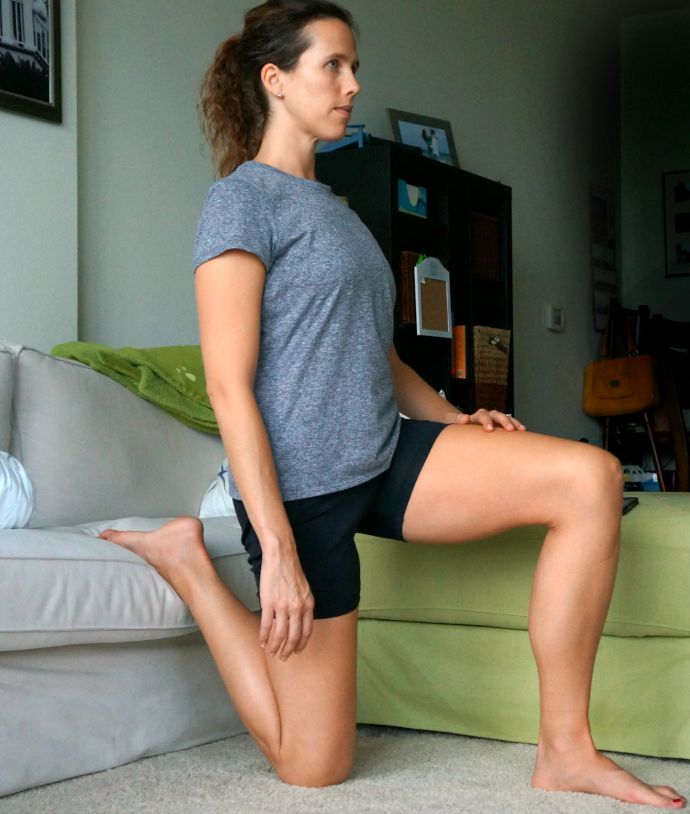 Assisted couch stretch is better for your hips than the normal standing stretch - find 5 more stretches to undo the effects of sitting