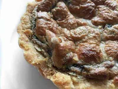 Dairy free, egg free recipe for a breakfast tart! - Cashew Cream Mushroom and Onion Tart