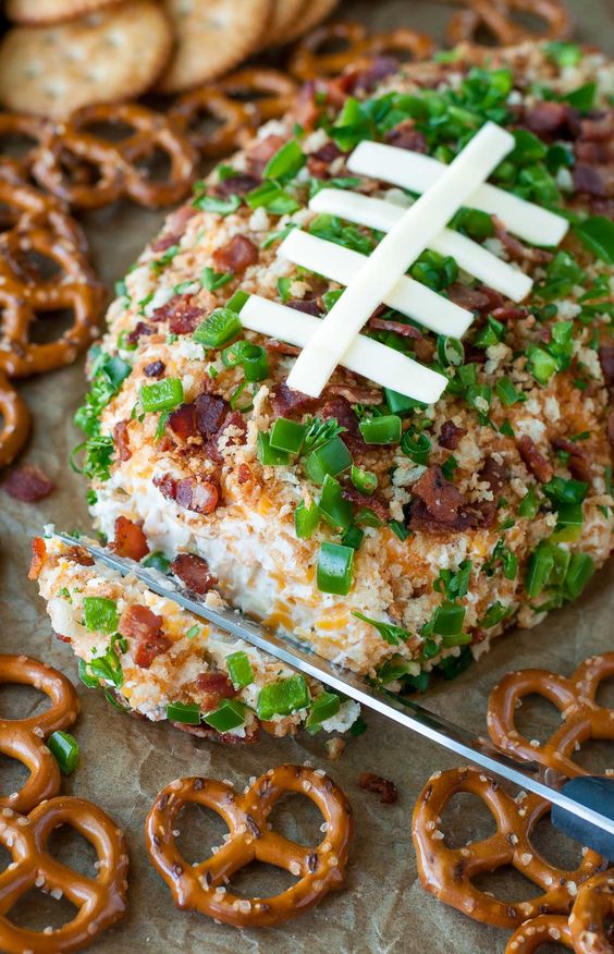 Football party cheese ball - how to make it healthier too