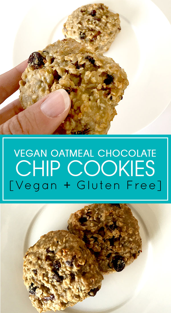 Vegan Chocolate Chip Oatmeal Cookie -click for more vegan recipes for runners