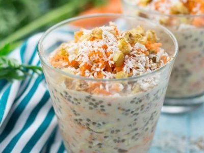 Dairy Free High Protein Breakfast Ideas -Carrot Cake Overnight Oats