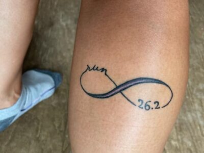 running tattoo for leg