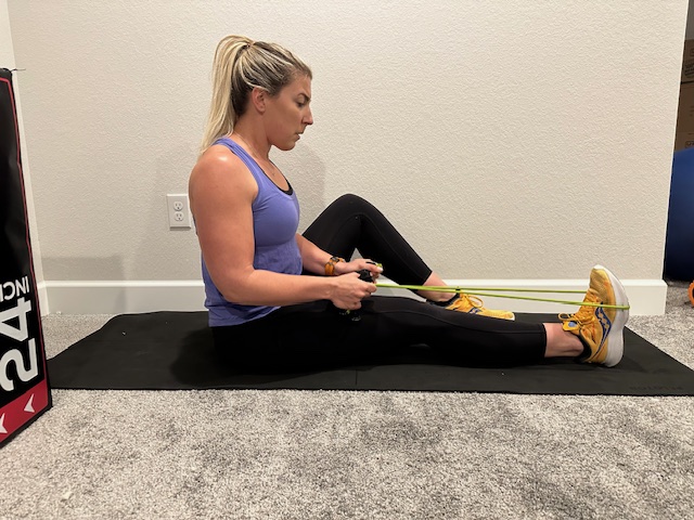 calf stretch with band