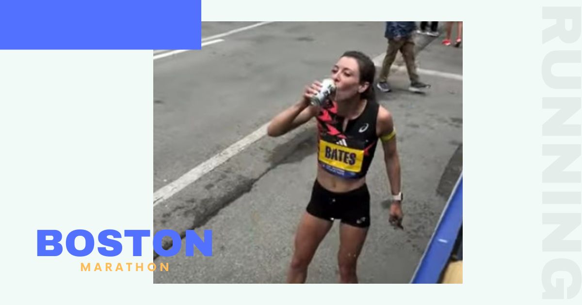 Emma Bates Cracks Beer at Boston End Line